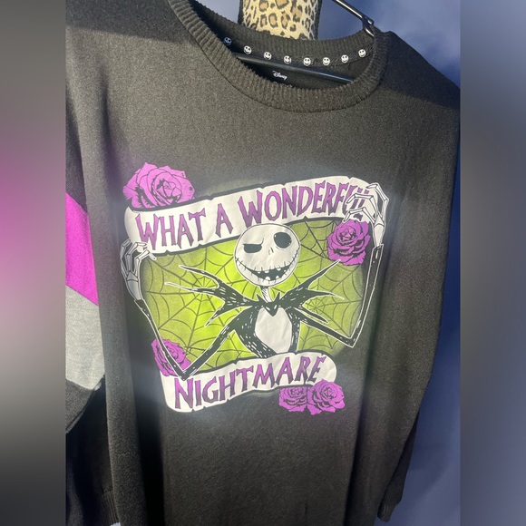 Disney Nightmare Before Christmas Long Sleeve Shirt Dress Sleepwear Size Large - Picture 2 of 7